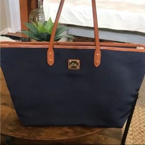 Ralph Lauren blue tote with tan straps